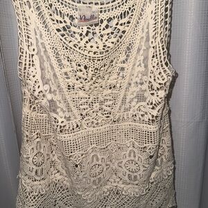 Noelle Women's Lace Crochet Blouse in Cream